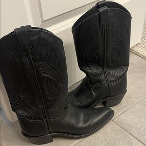 Black Leather Western Cowboy Boots
